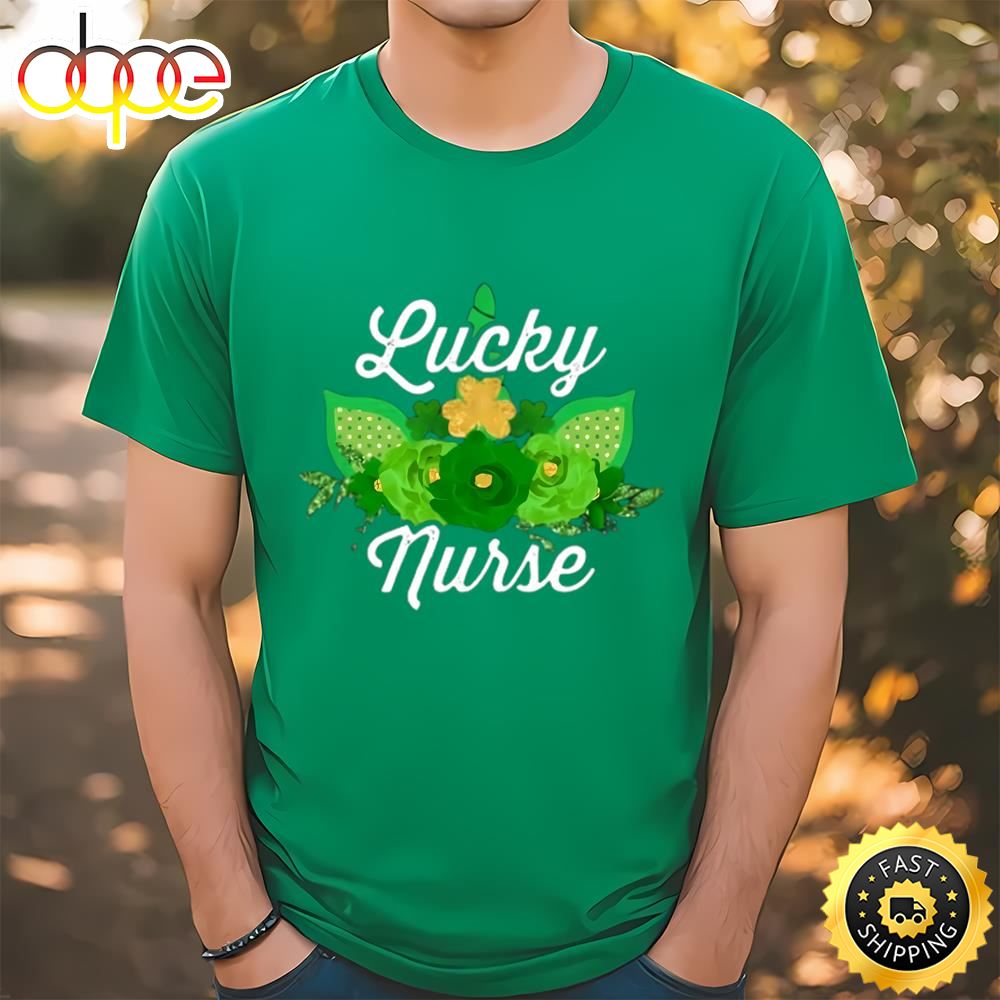 Lucky Nurse Unicorn Shamrock St Paddy Saint Patrick Day T Shirt Tee