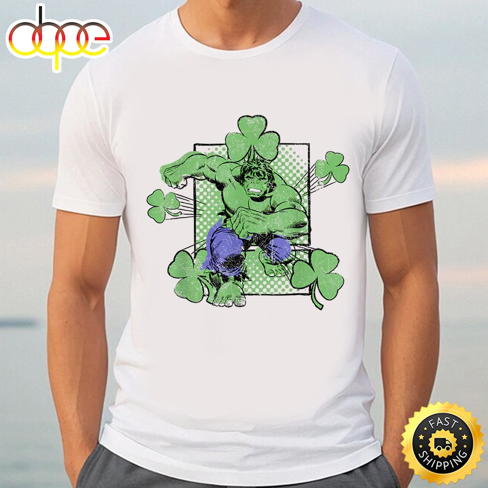 Marvel Incredible Hulk St. Patrick’s Day Shamrock T Shirt Tee