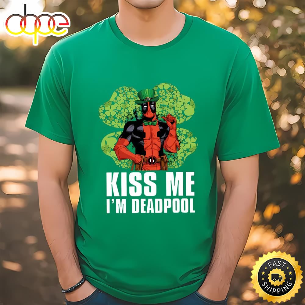 Marvel Kiss Me I’m Deadpool Shamrock St. Patrick’s Day T Shirt Tshirt
