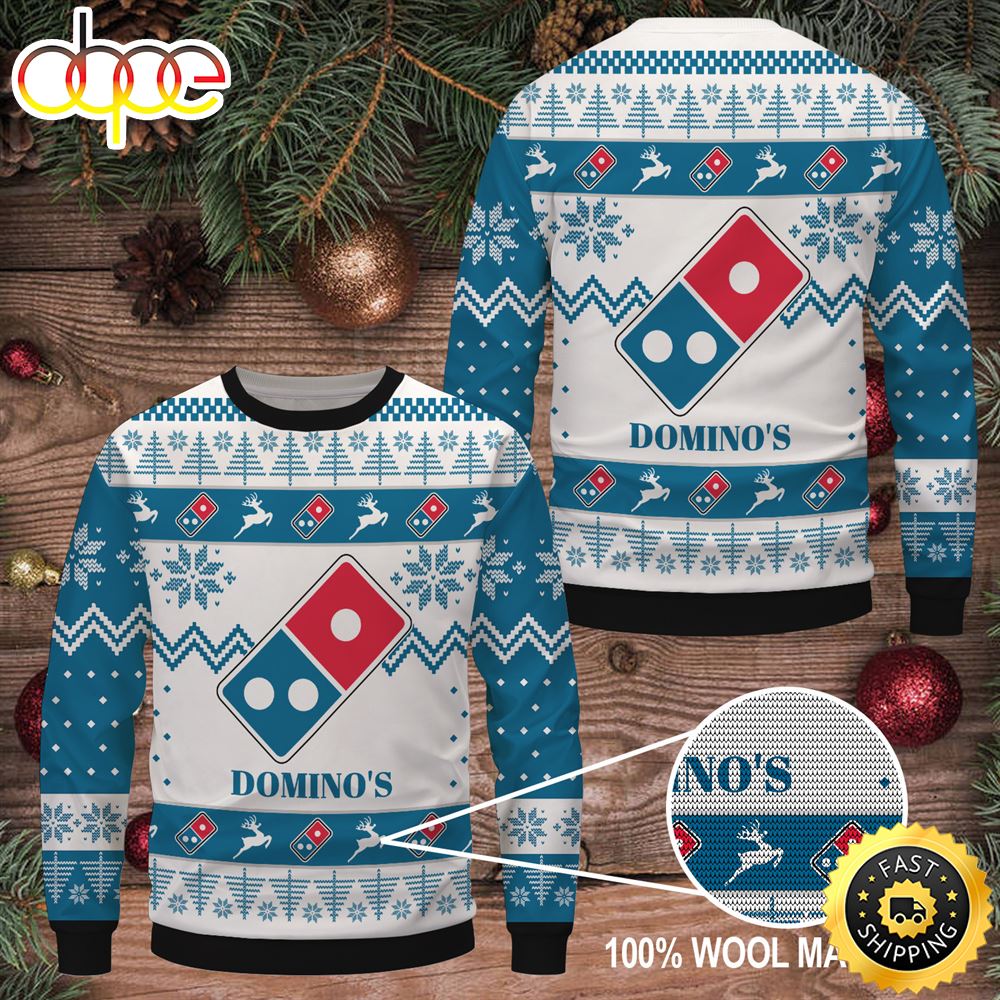 Merry Christmas 2023 Domino's Pizza Ugly Sweater Gift