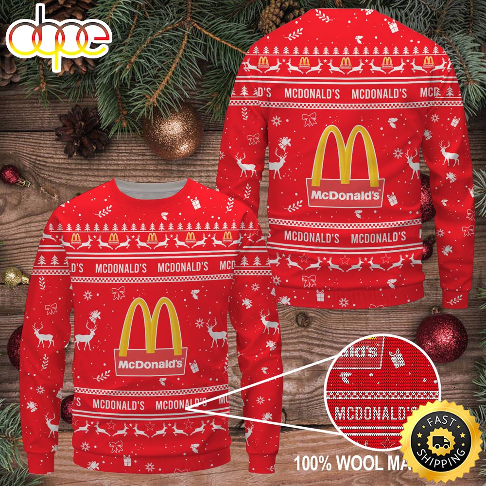 Merry Christmas 2023 Mcdonald's Ugly Sweater Htvq6742