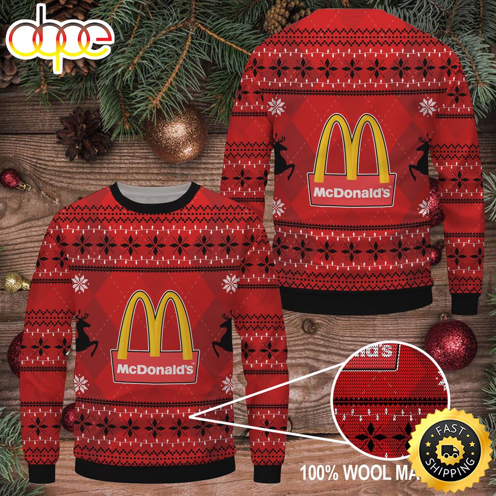 Merry Christmas 2023 Mcdonald's Ugly Sweater
