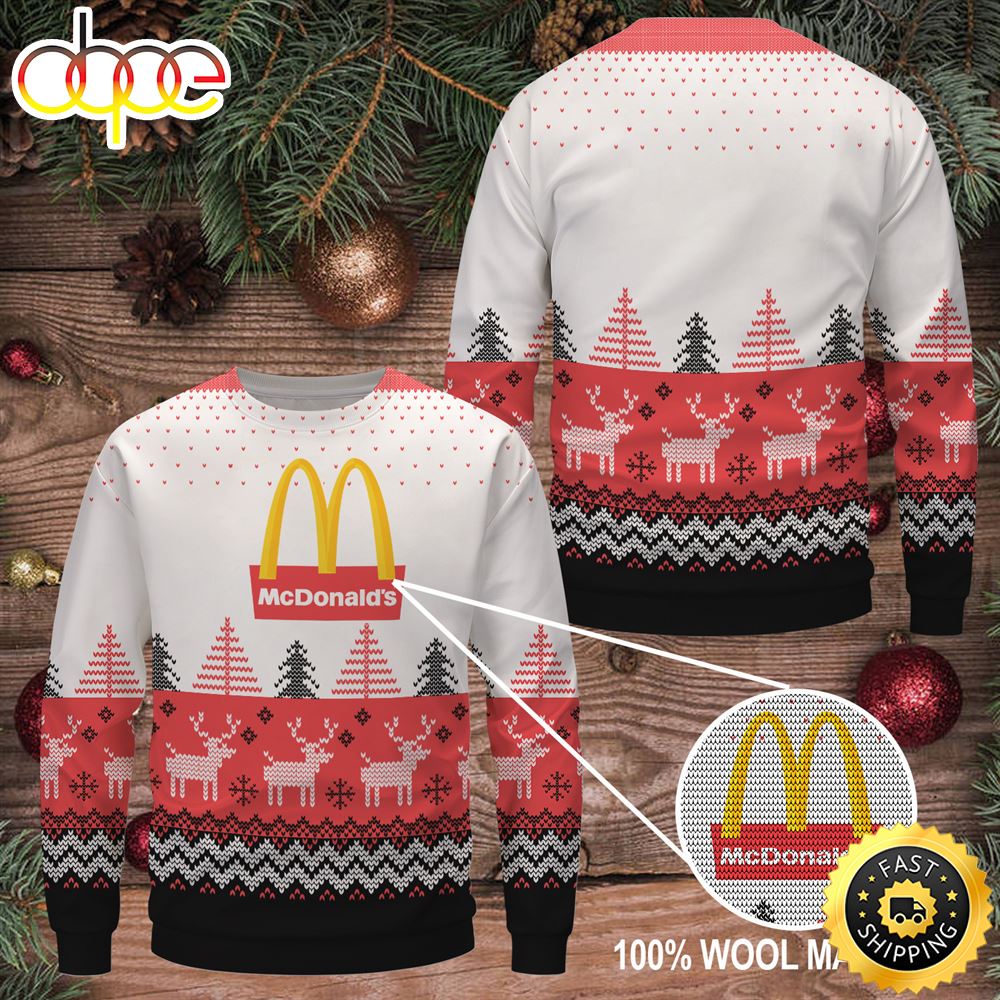 Merry Christmas 2023 Mcdonald's Wool Sweater Christmas