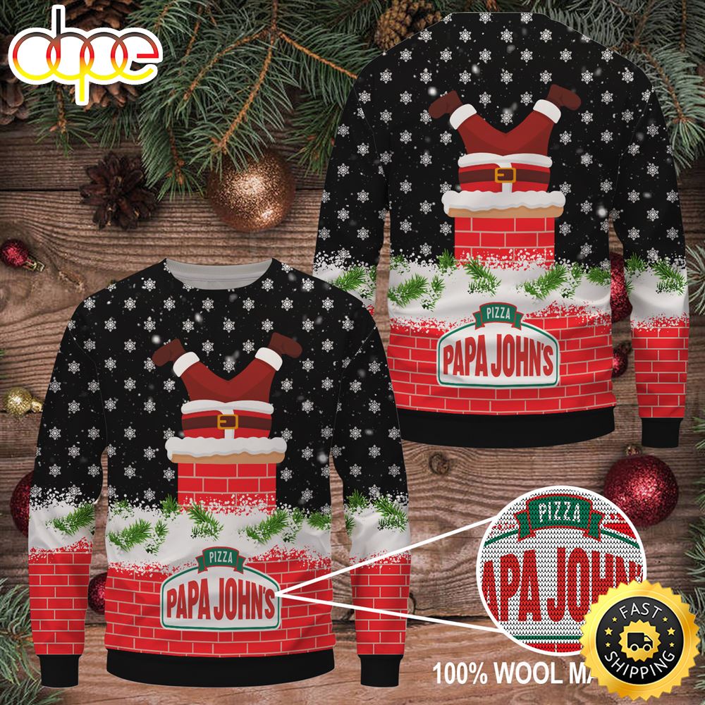 Merry Christmas 2023 Papa John's Pizza Wool Sweater Christmas