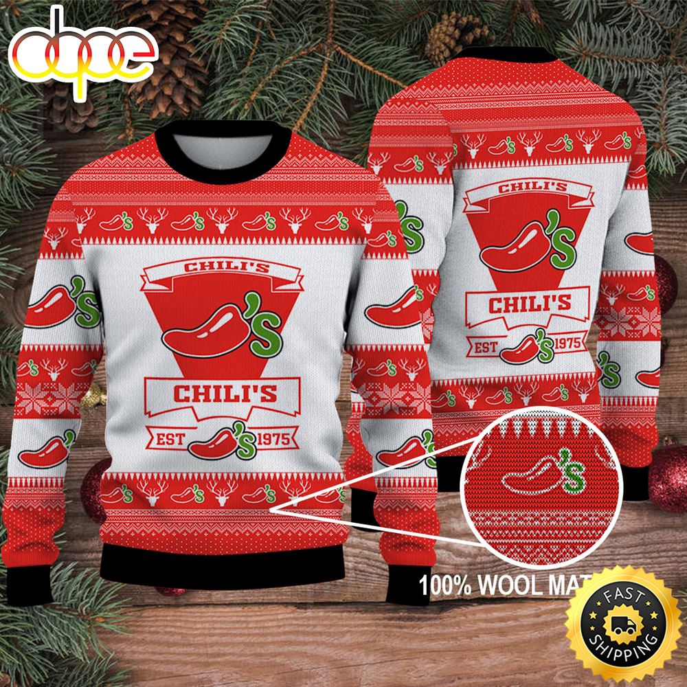 Merry Christmas 2023 Ugly Sweater Chili's