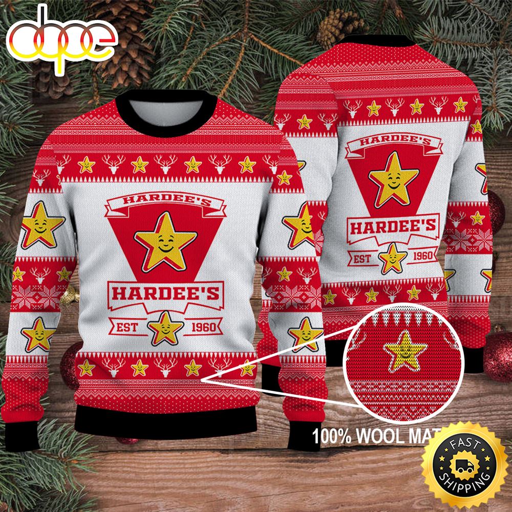Merry Christmas 2023 Ugly Sweater Hardee's