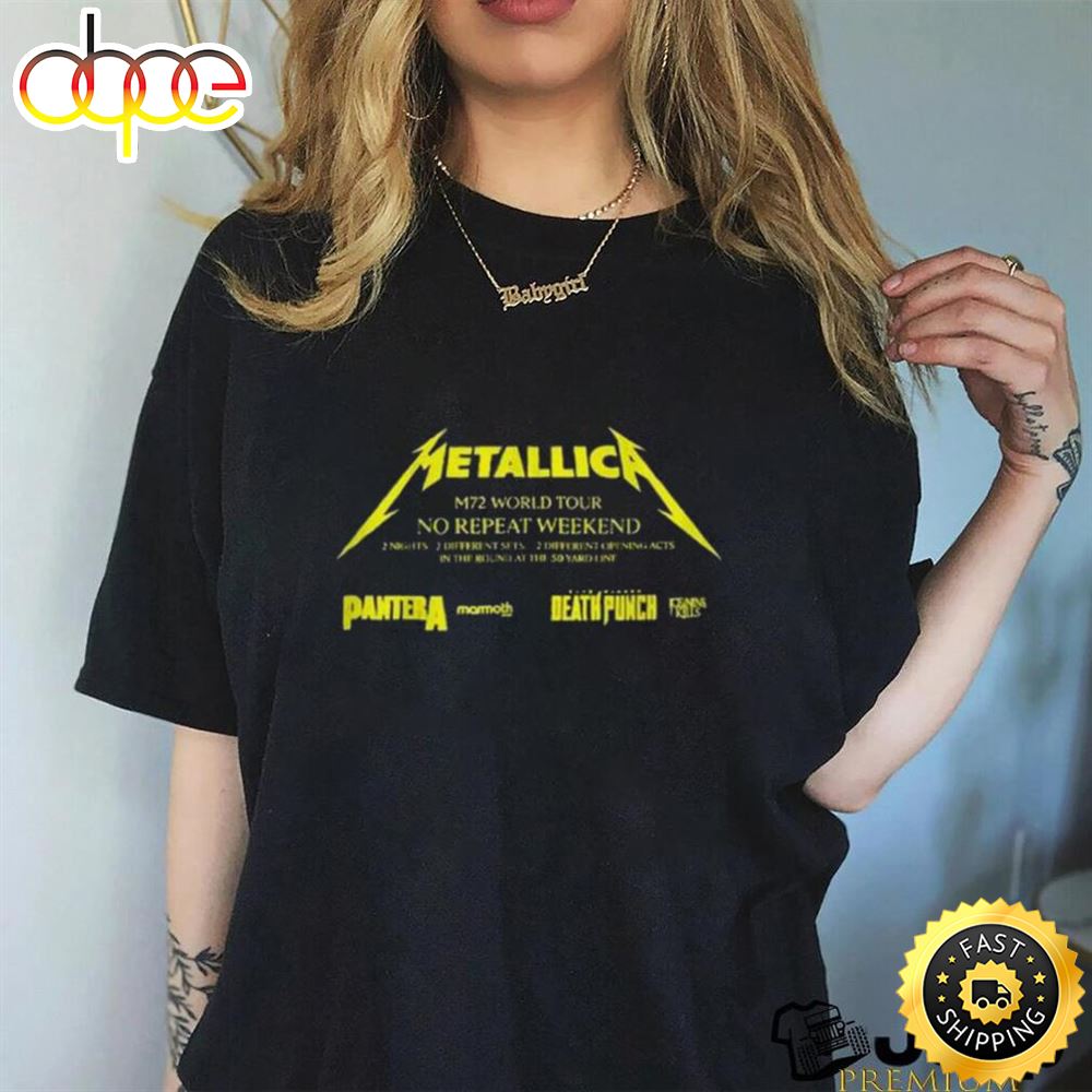Metallica Rock Band M72 World Tour 2023 Merch Metallica M72 World Tour No Repeat Weekend Shirt Oqopkg.jpg
