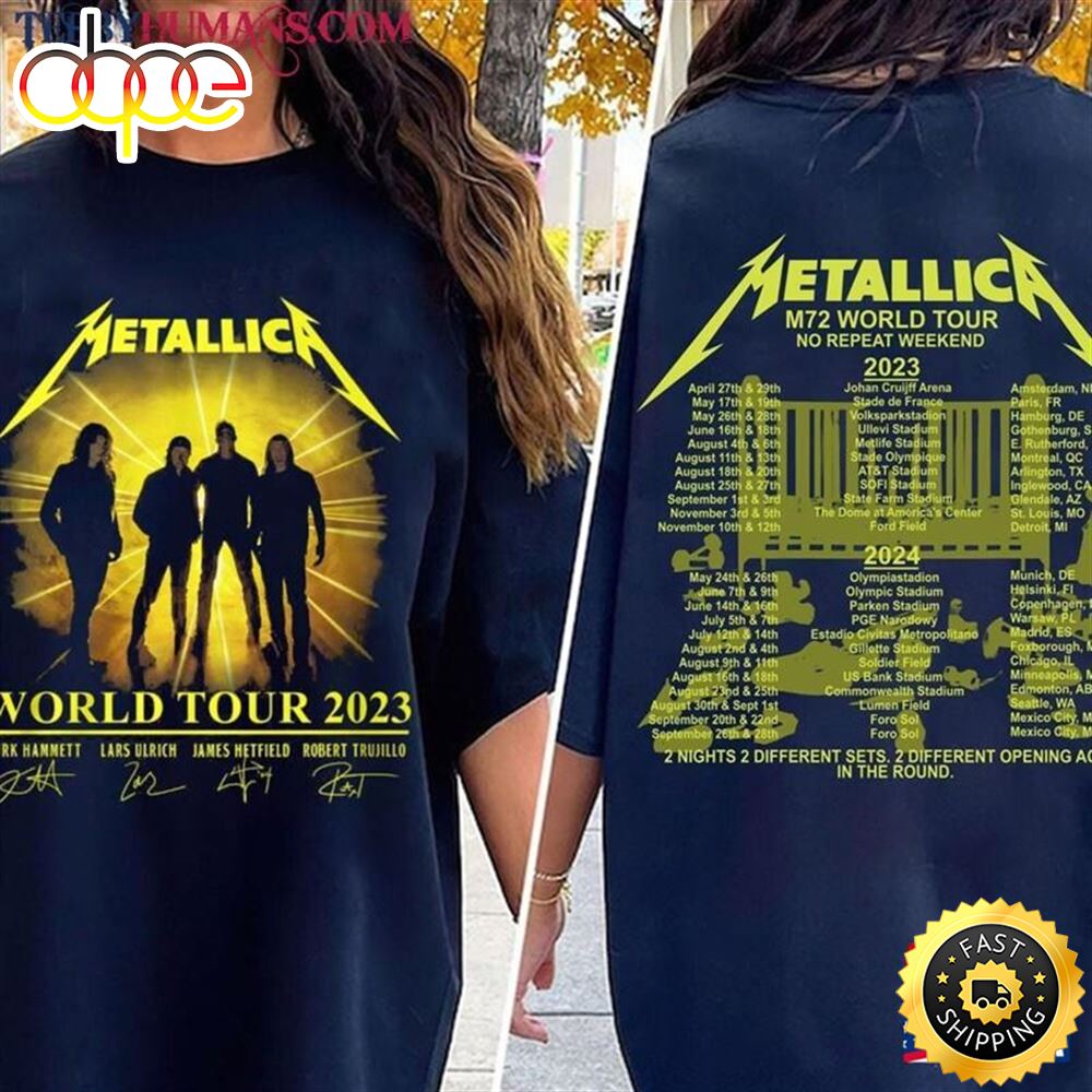 Metallica World Tour 2023 2024 Full Dates Tshirt Classic T Shirt