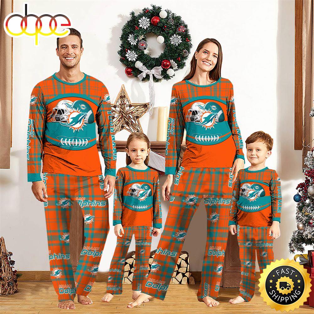 Miami Dolphins NFL Custom Your Name Football Team Pajamas