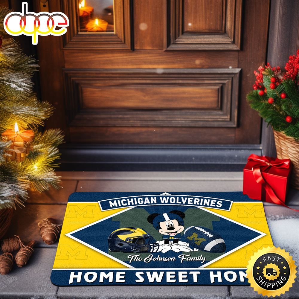 Michigan Wolverines Doormat Custom Your Family Name Sport Team And MK Doormat FootBall Fan Gifts EHIVM 52722 ArtsyWoodsy.Com Wseq8a.jpg
