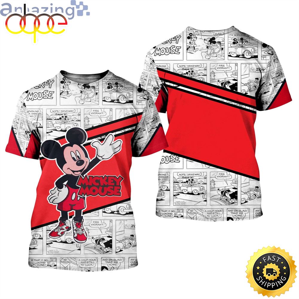 Mickey Mouse Jordan Red White Comic Patterns Disney Cartoon 3D T Shirts Vfa81b.jpg
