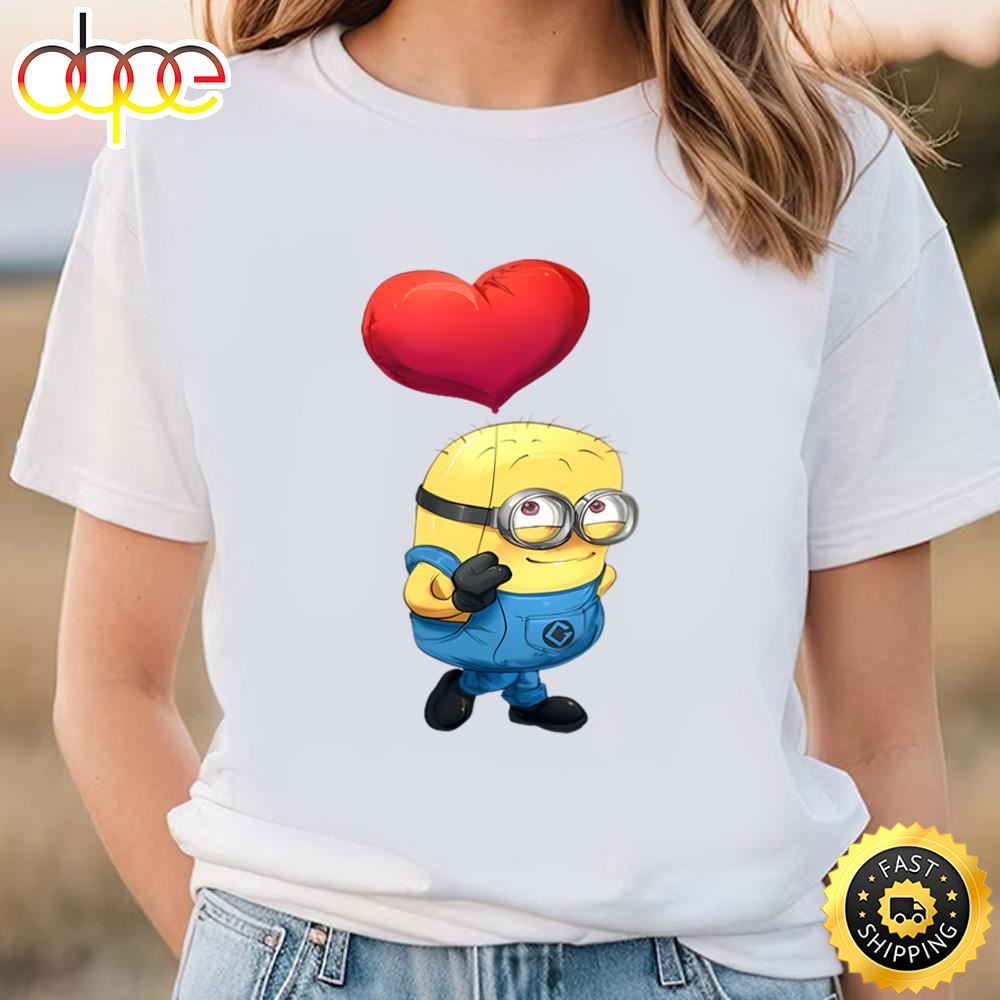 Minion With Heart Bubbles Valentine’s Day T Shirt