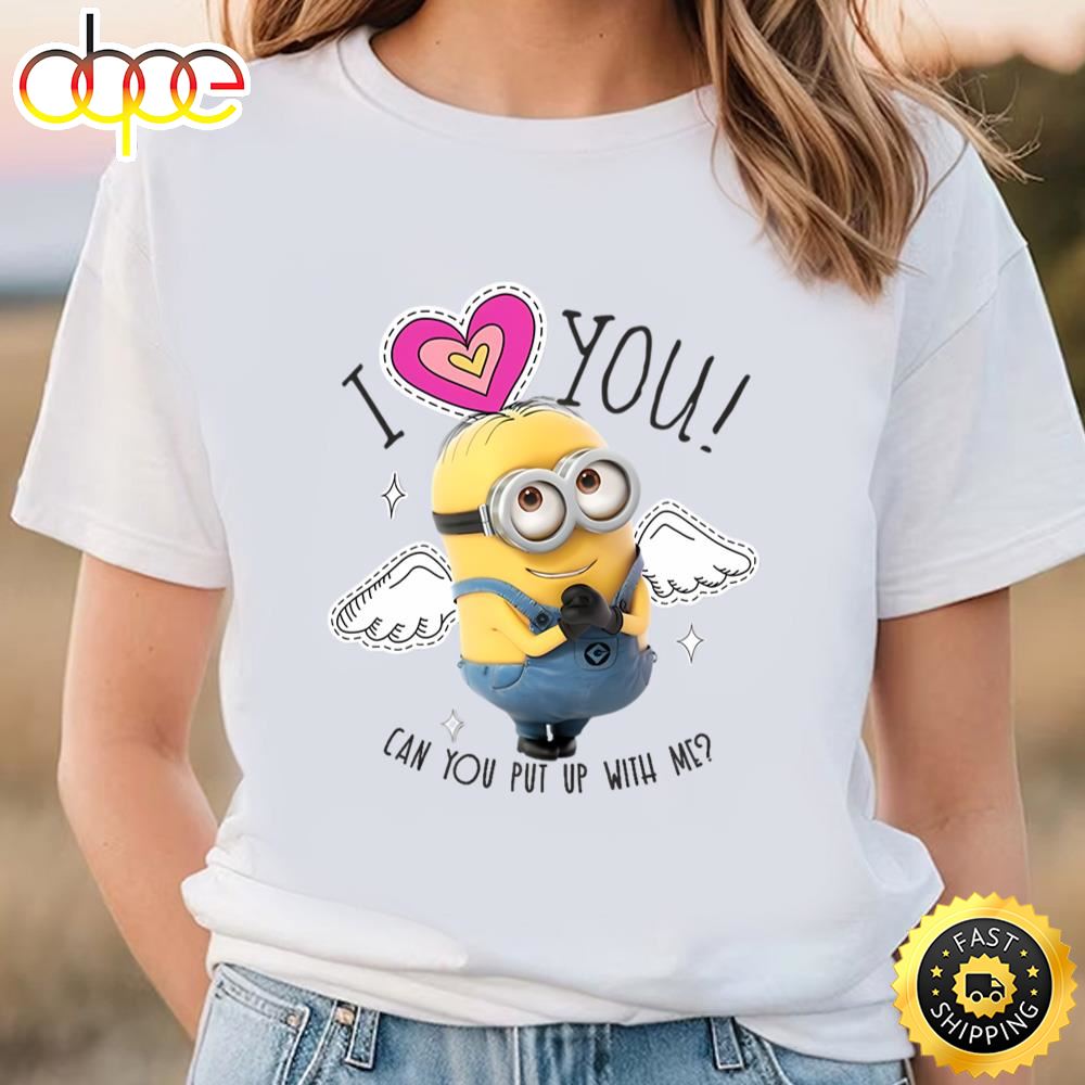 Minions Valentine’s Day Dave I Love You Angel Wings T Shirt