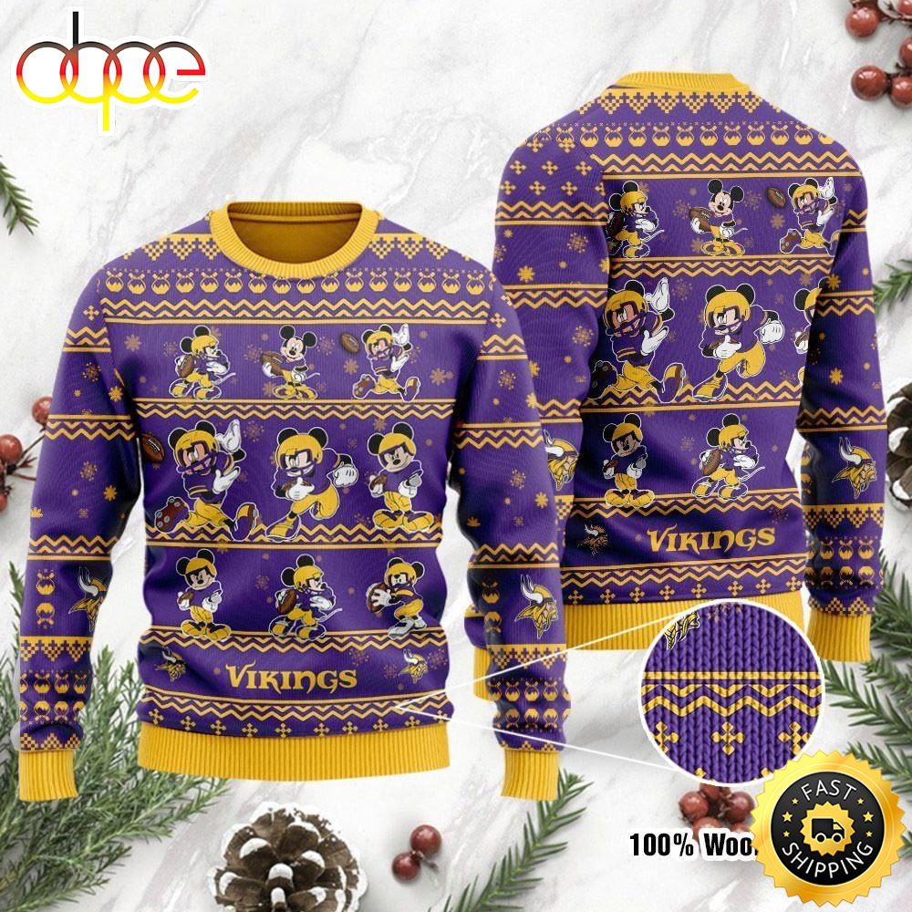 Minnesota Vikings Mickey Mouse Ugly Christmas Sweater, Perfect Holiday Gift