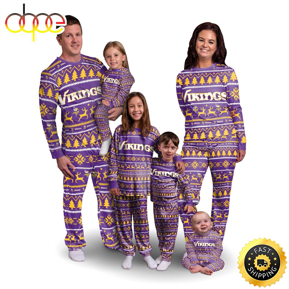 Minnesota Vikings NFL Patterns Essentials Christmas Holiday Family Matching Pajama Sets Bewloa.jpg