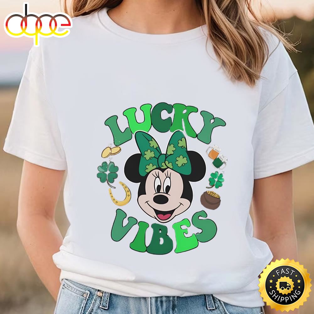 Minnie Mouse Lucky Vibes Shirt, Minnie St Patricks Day Tee