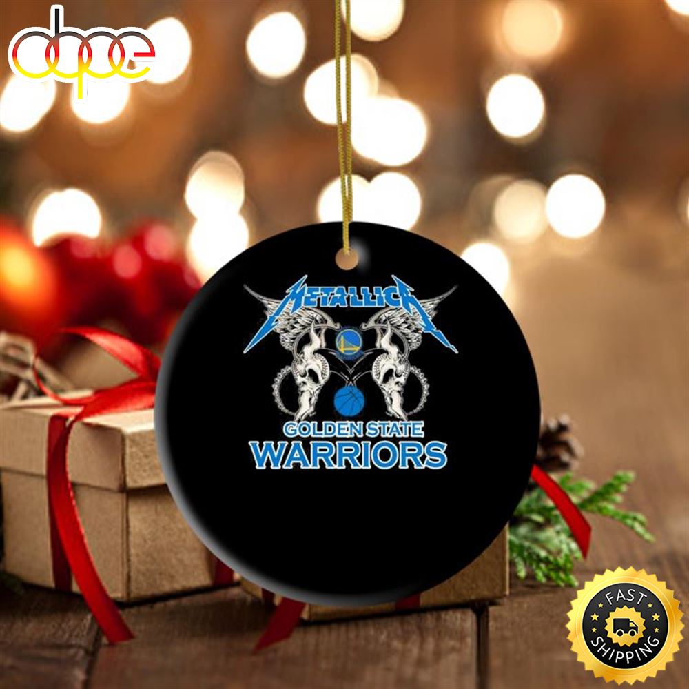 NBA Golden State Warriors Logo Black Metallica Round Ornament