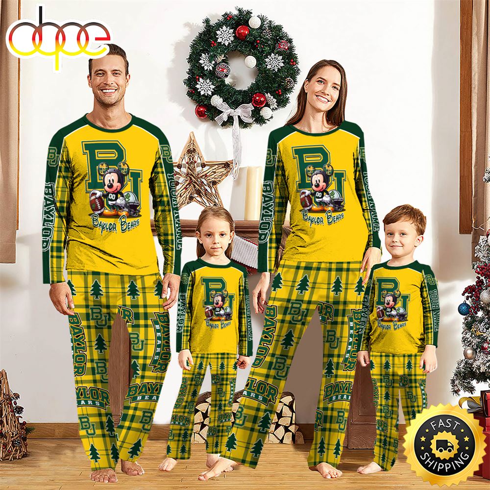 NCAA Mickey Mouse Baylor Bears Pajamas Personalized Your Name