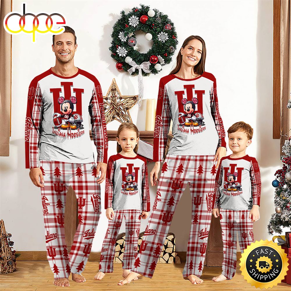 NCAA Mickey Mouse Indiana Hoosiers Pajamas Personalized Your Name