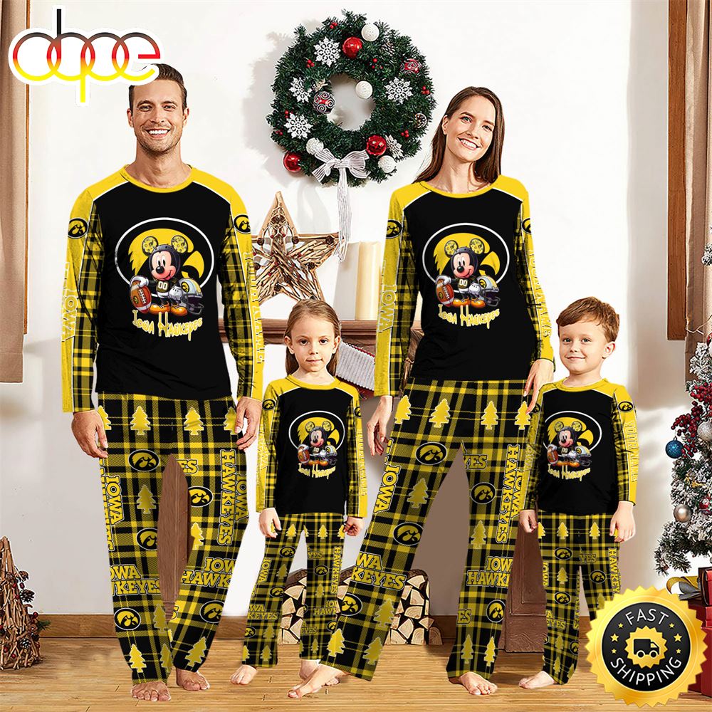 NCAA Mickey Mouse Iowa Hawkeyes Pajamas Personalized Your Name