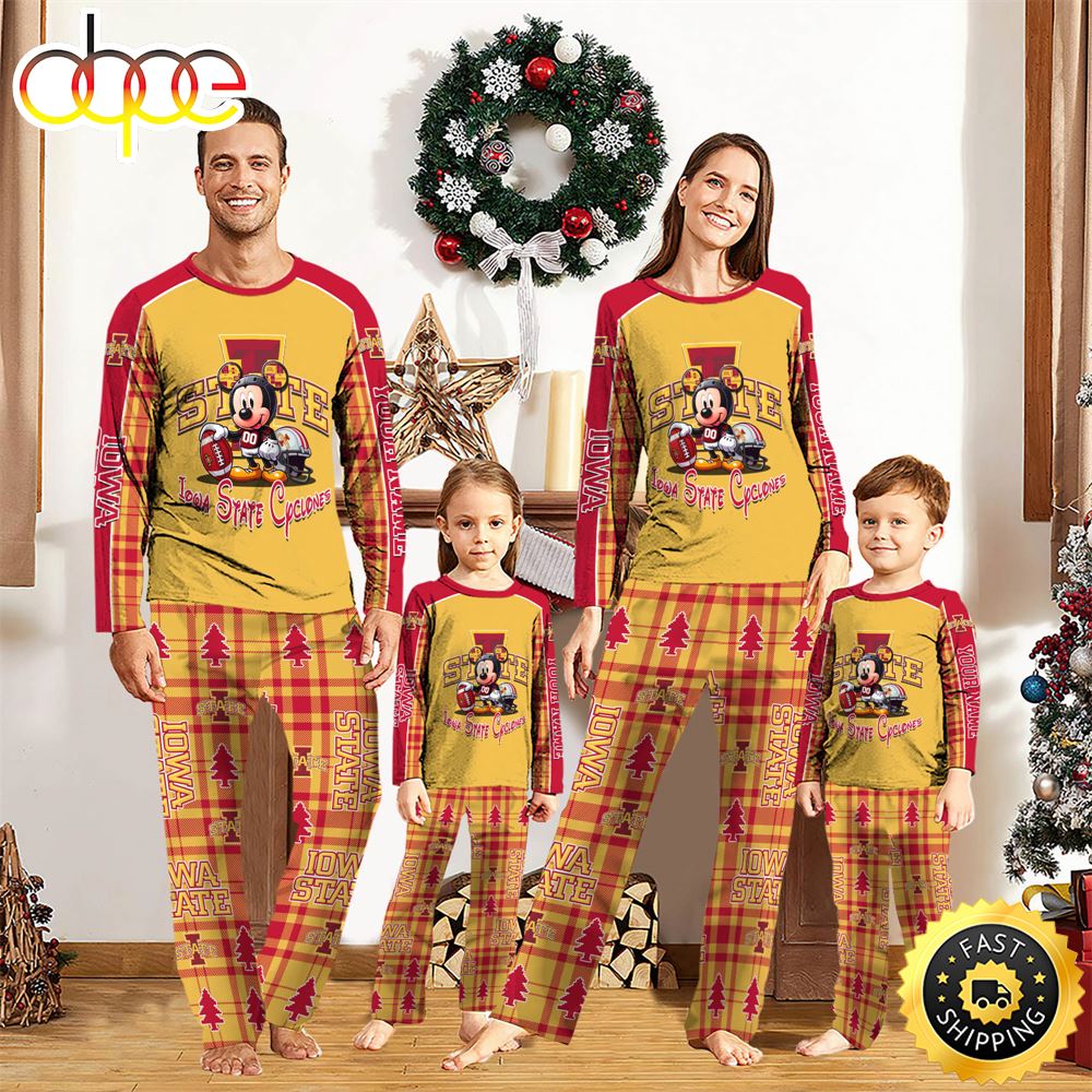 NCAA Mickey Mouse Iowa State Cyclones Pajamas Personalized Your Name