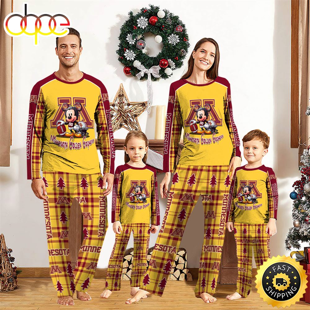 NCAA Mickey Mouse Minnesota Golden Gophers Pajamas Personalized Your Name