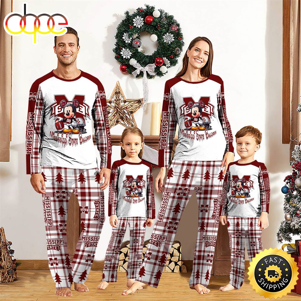 NCAA Mickey Mouse Mississippi State Bulldogs Pajamas Personalized Your Name
