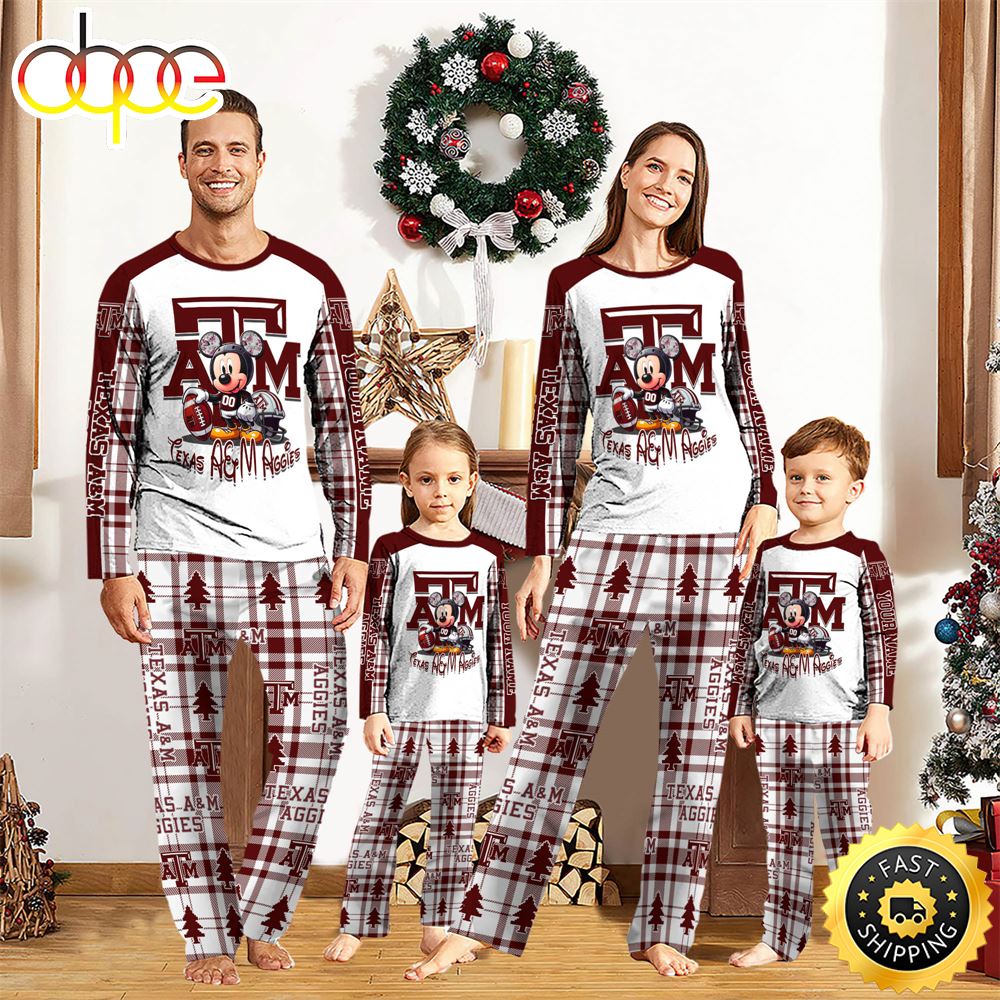 NCAA Mickey Mouse Texas A&M Aggies Pajamas Personalized Your Name
