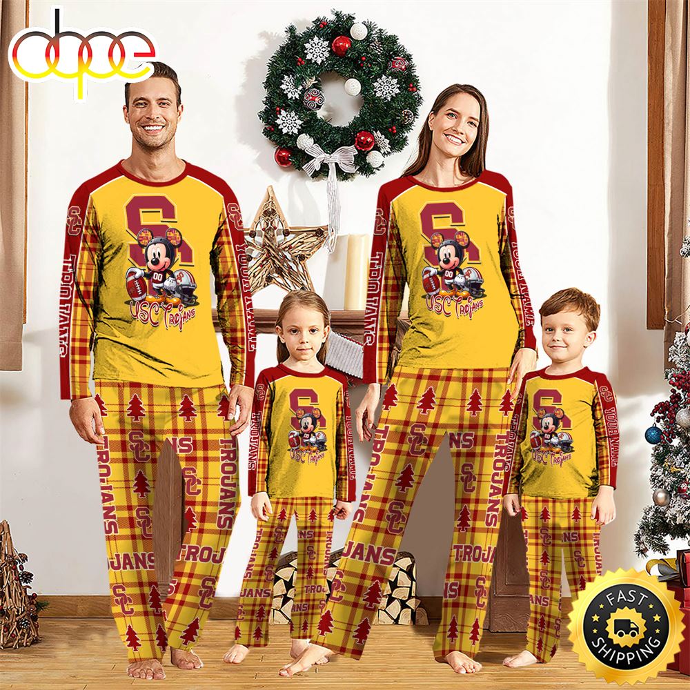 NCAA Mickey Mouse USC Trojans Pajamas Personalized Your Name