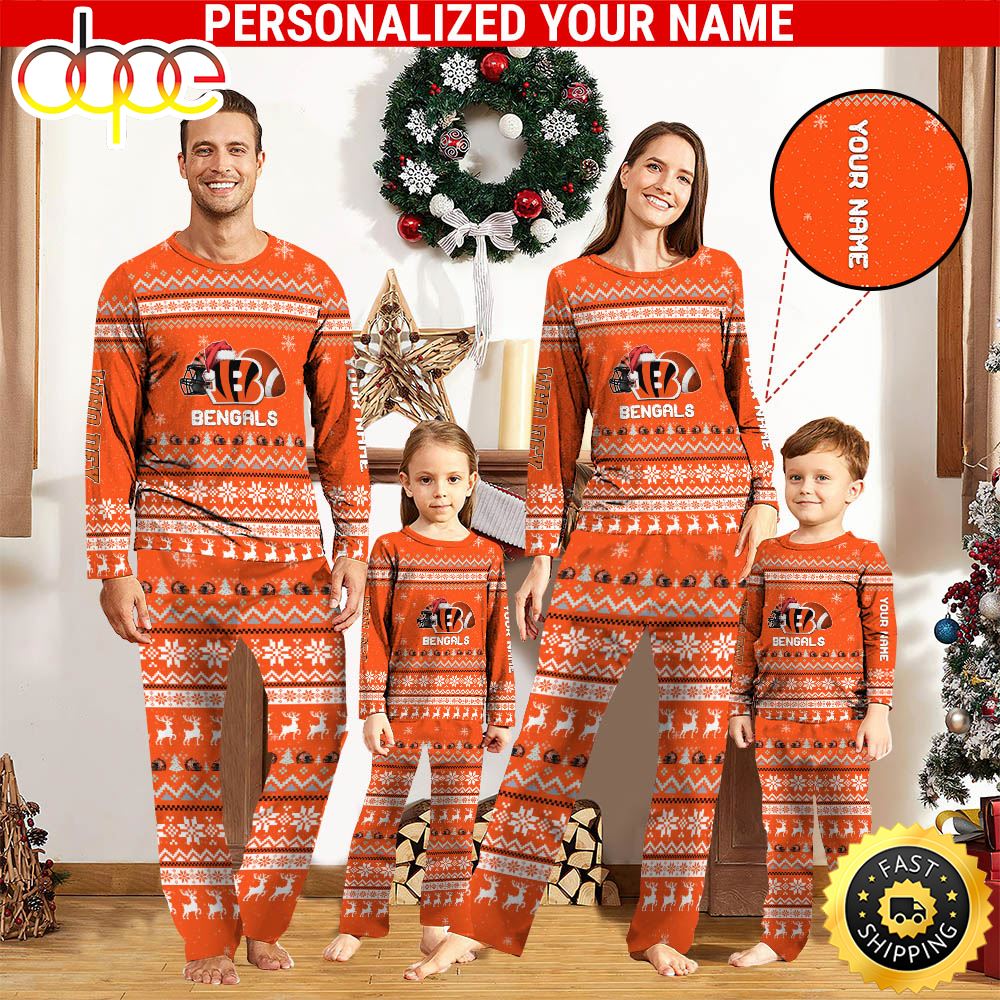 NFL Cincinnati Bengals Team Pajamas Personalized Your Name