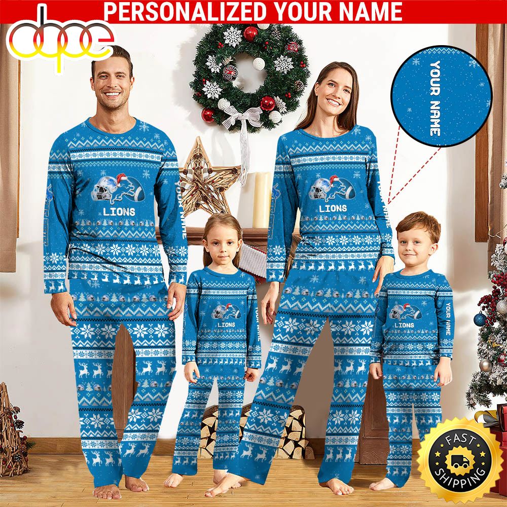 NFL Detroit Lions Team Pajamas Personalized Your Name