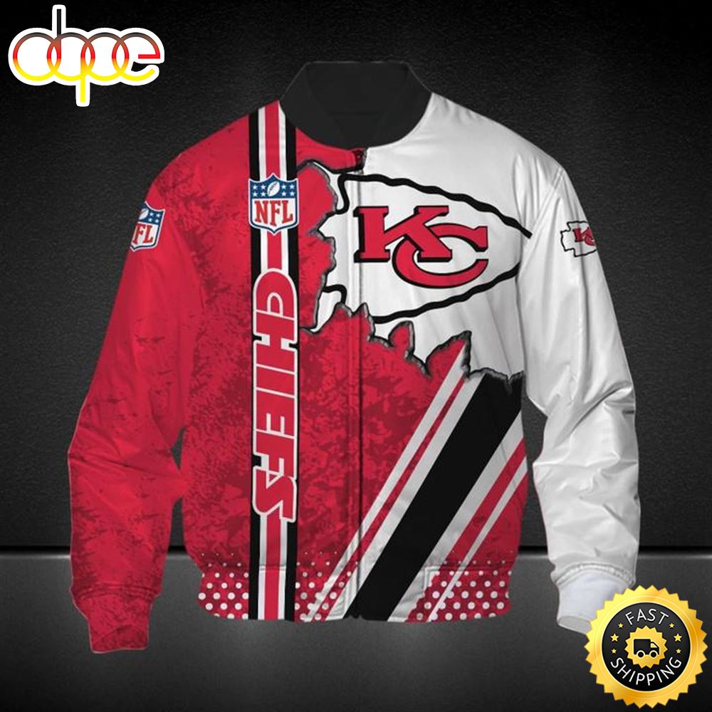 NFL Kansas City Chiefs Red White Bomber Jackets