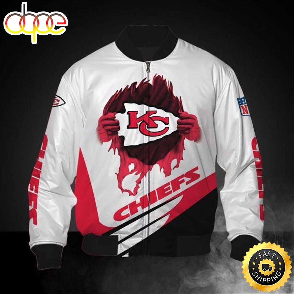 NFL Kansas City Chiefs White Red Bomber Jacket