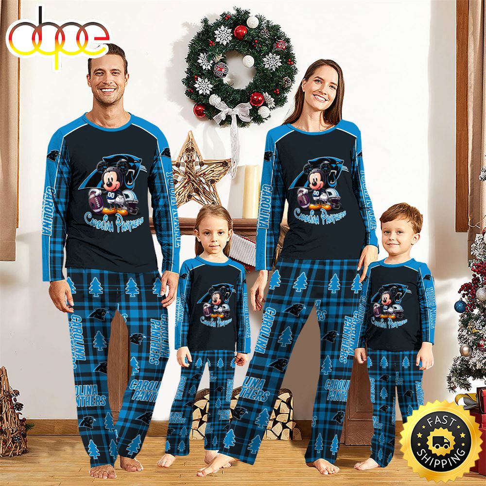 NFL Mickey Mouse Carolina Panthers Pajamas Personalized Your Name