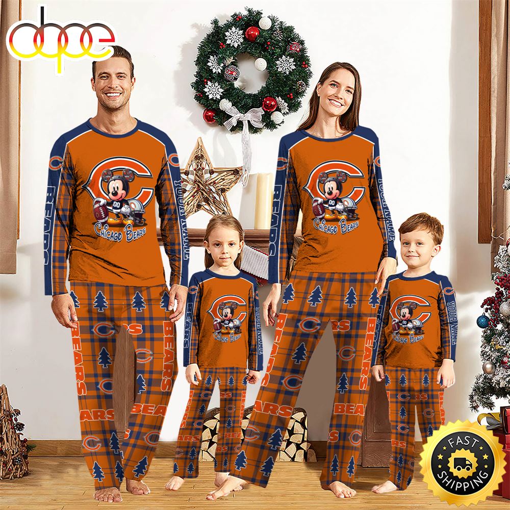 NFL Mickey Mouse Chicago Bears Pajamas Personalized Your Name