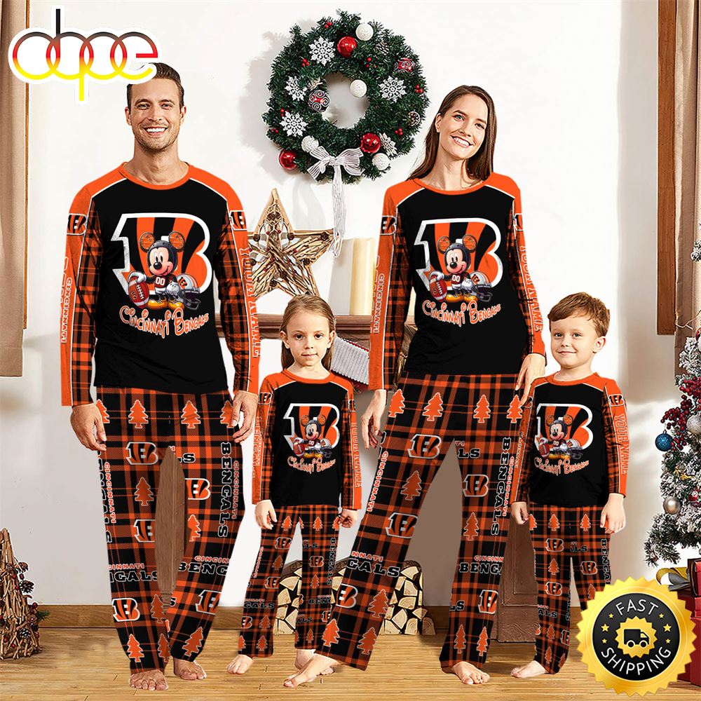 NFL Mickey Mouse Cincinnati Bengals Pajamas Personalized Your Name