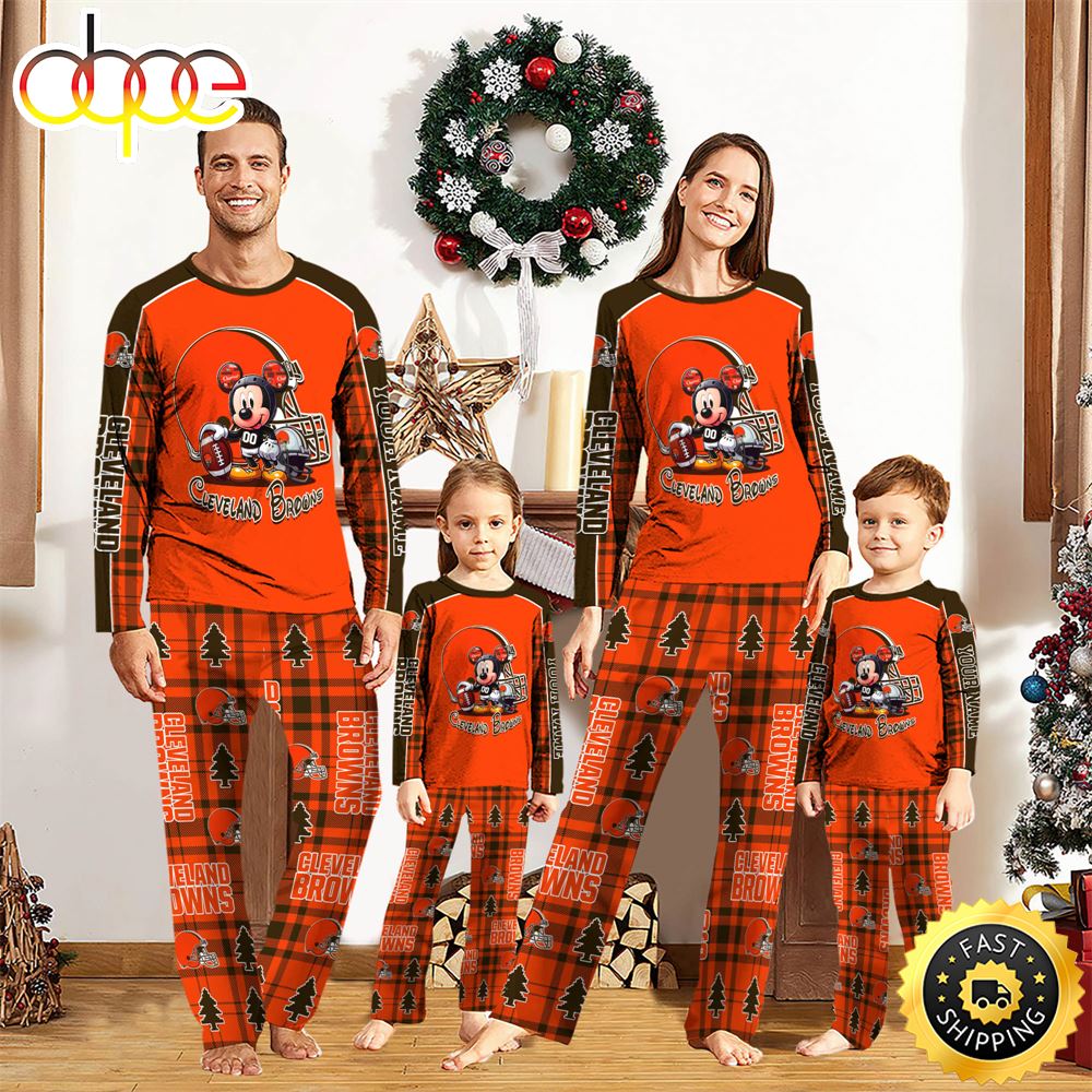 NFL Mickey Mouse Cleveland Browns Pajamas Personalized Your Name
