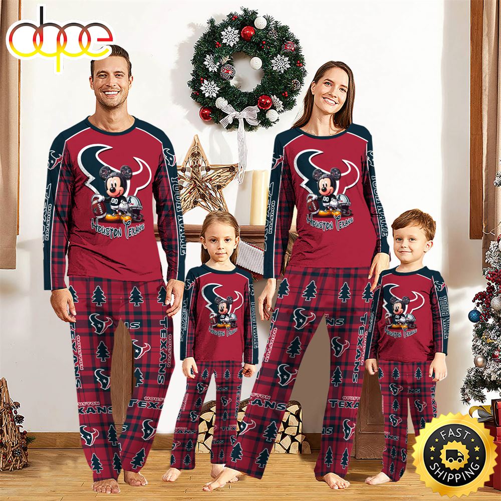 NFL Mickey Mouse Houston Texans Pajamas Personalized Your Name