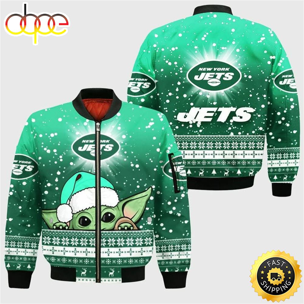 NFL New York Jets Baby Yoda Christmas Bomber Jacket