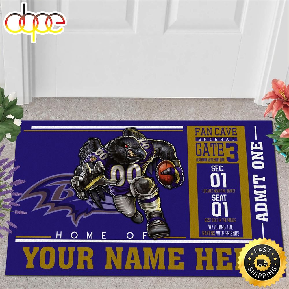 NFL Personalized Baltimore Ravens Mascot All Over Print 3d Doormats