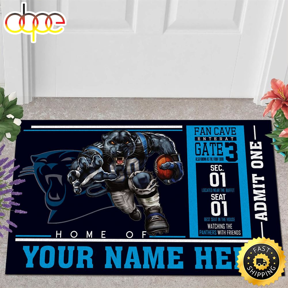 NFL Personalized Carolina Panthers Mascot All Over Print 3d Doormats