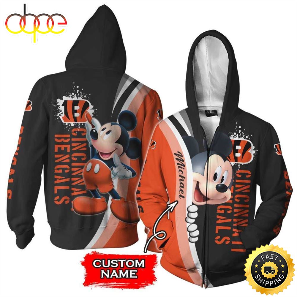 NFL Personalized Cincinnati Bengals Mickey Mouse All Over Print 3D Shirt