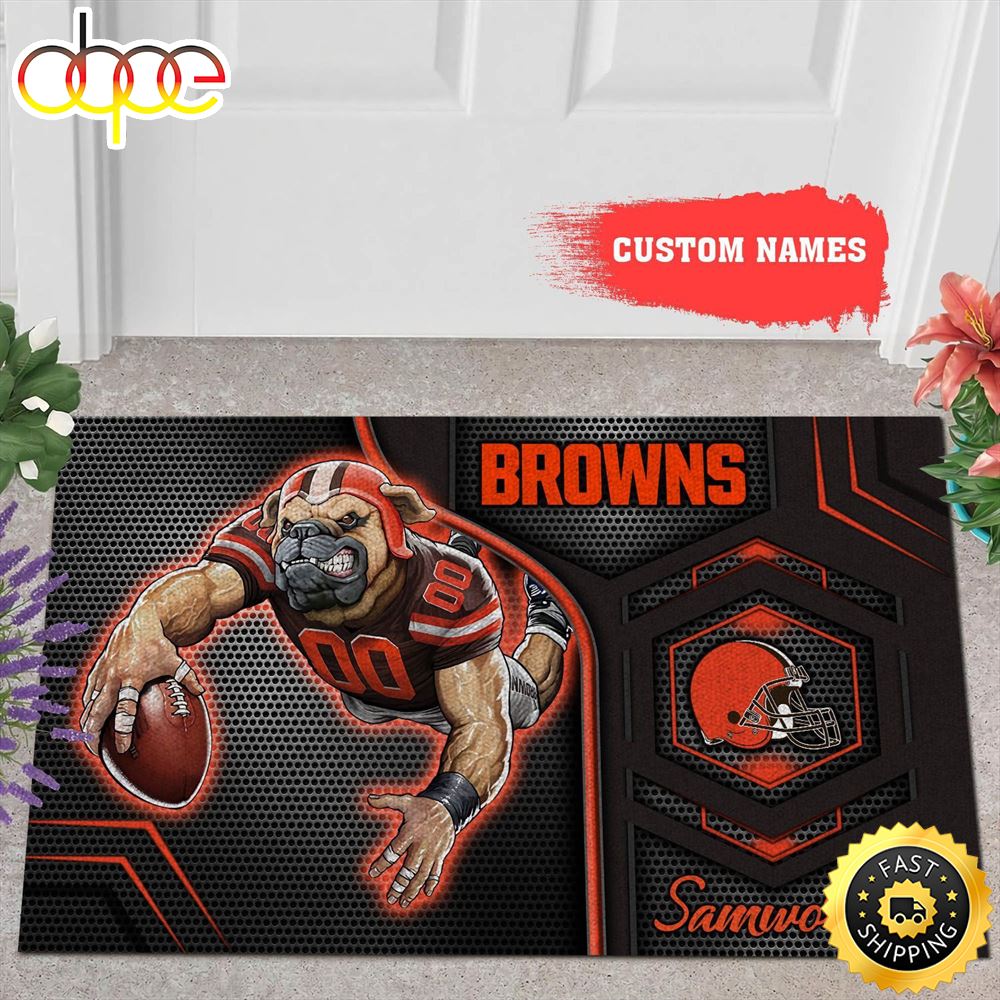 NFL Personalized Cleveland Browns Mascot All Over Print 3d Doormats