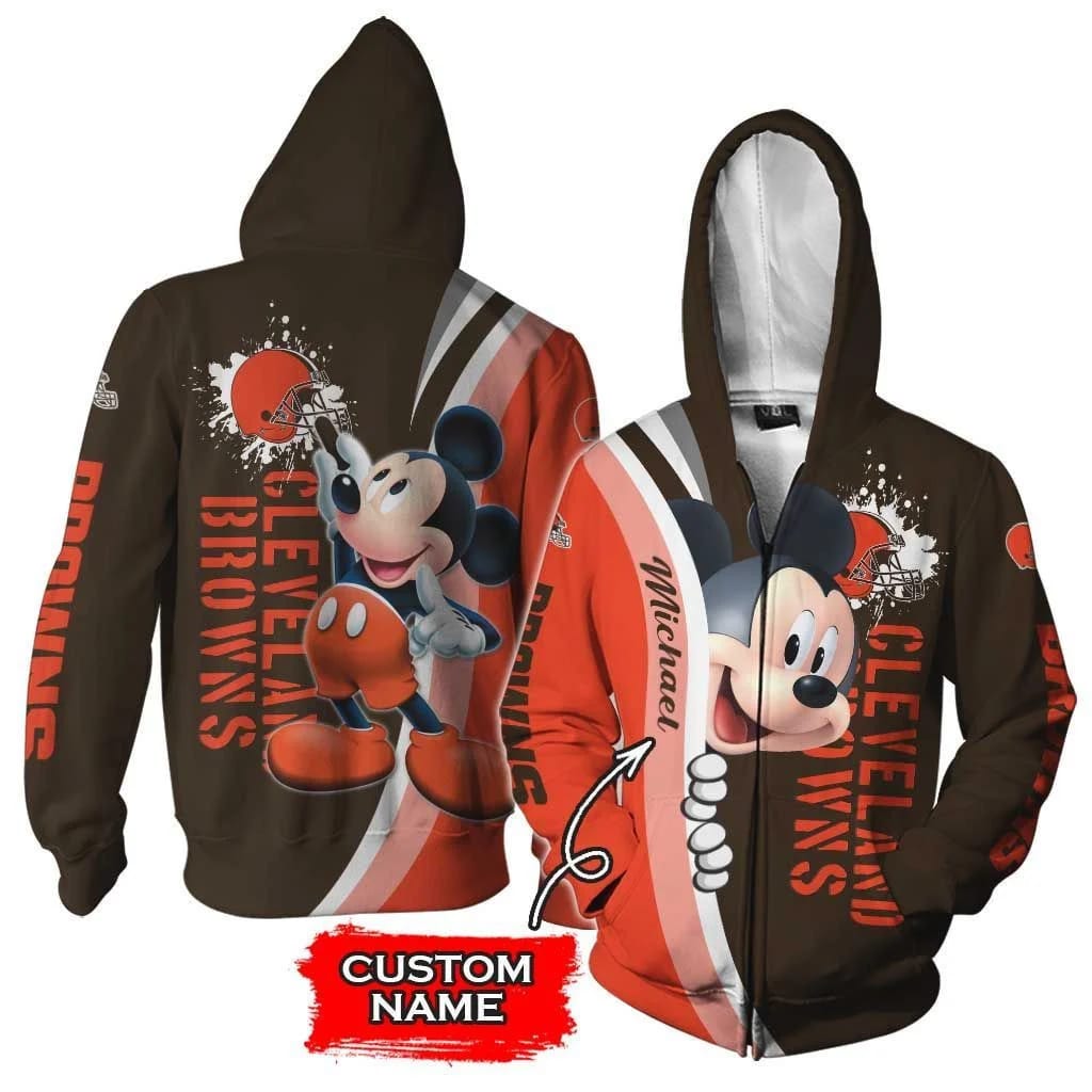 NFL Personalized Cleveland Browns Mickey Mouse All Over Print 3D Zip Hoodie Fcsi1z.jpg