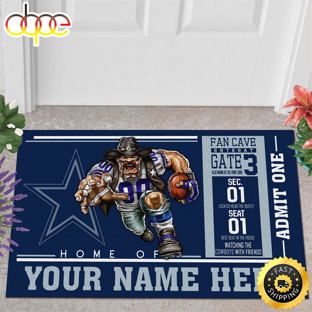NFL Personalized Dallas Cowboys Mascot All Over Print 3d Doormats