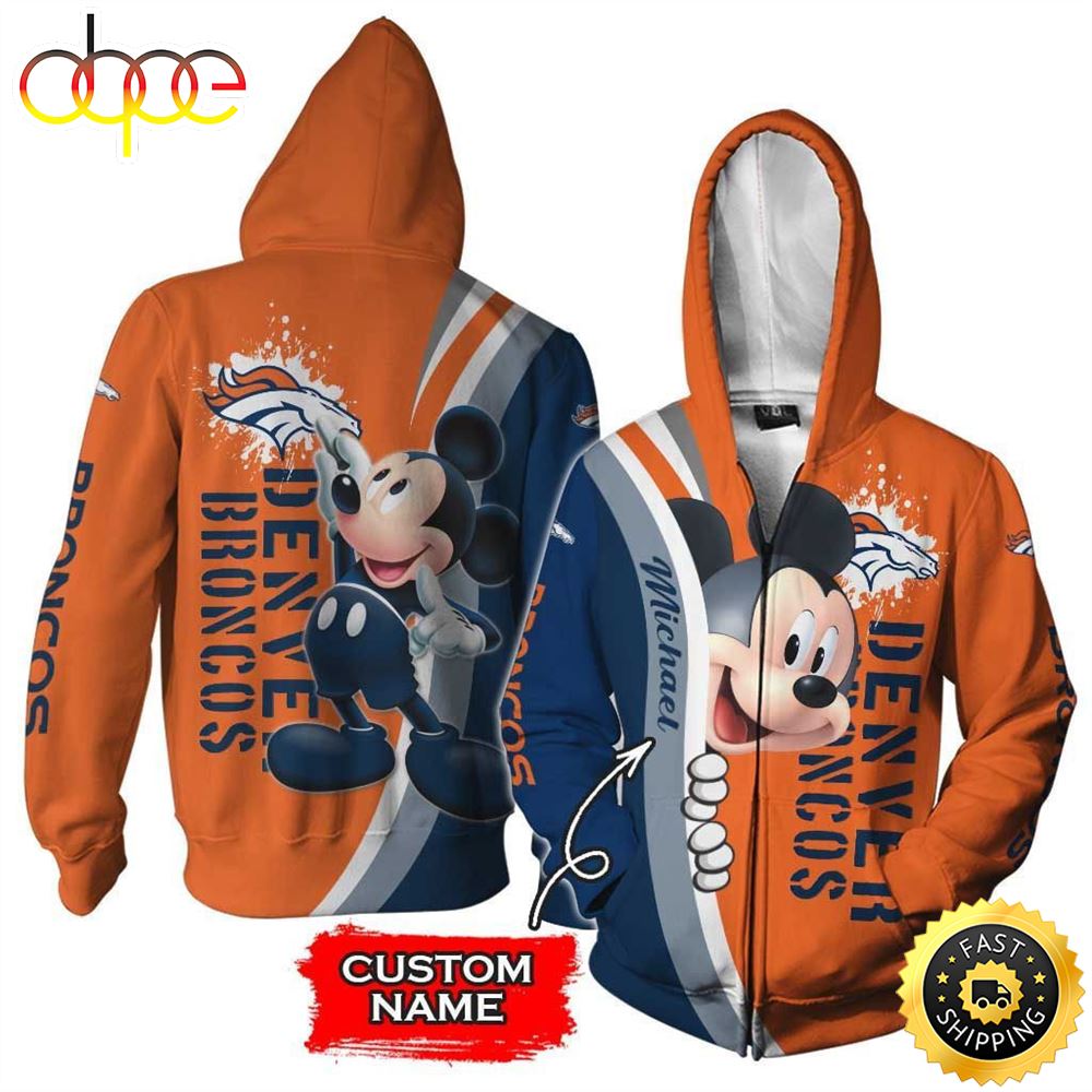NFL Personalized Denver Broncos Mickey Mouse All Over Print 3D Shirt