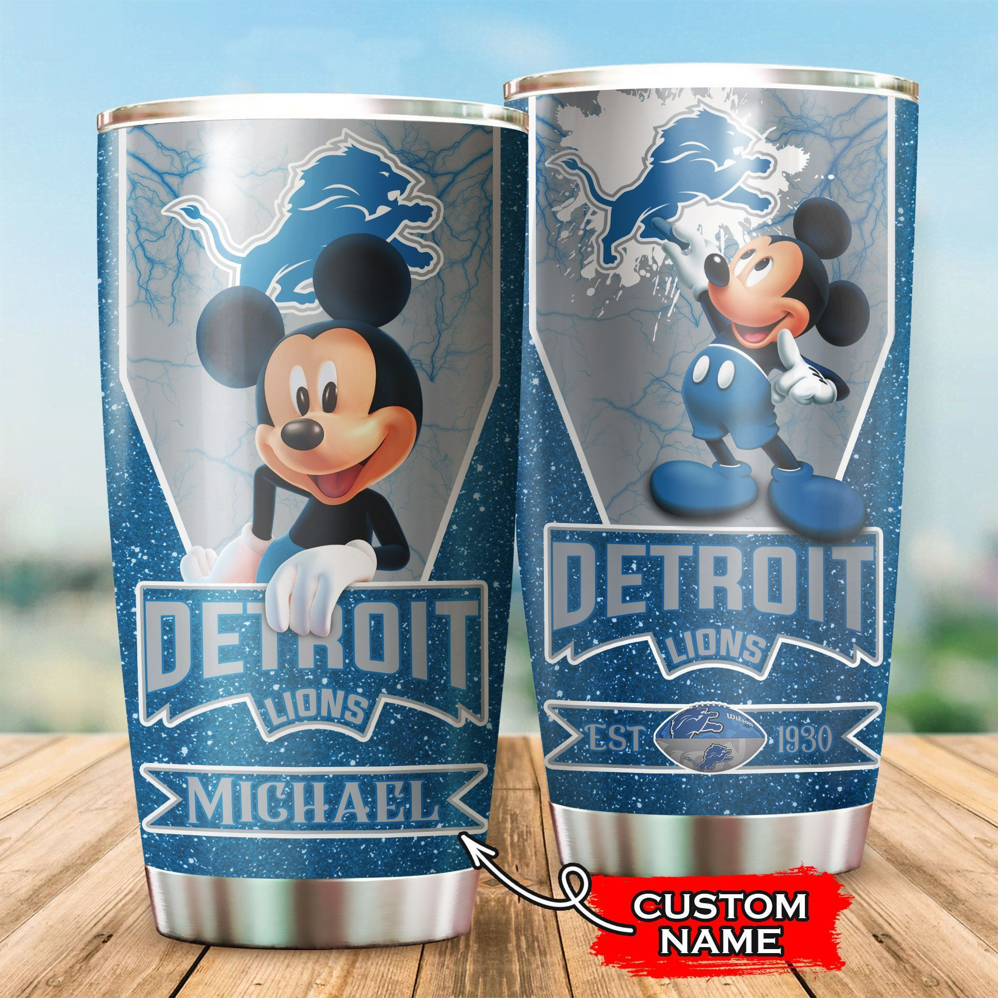 NFL Personalized Detroit Lions Mickey Mouse All Over Print 3D Tumbler Nkm4hy.jpg