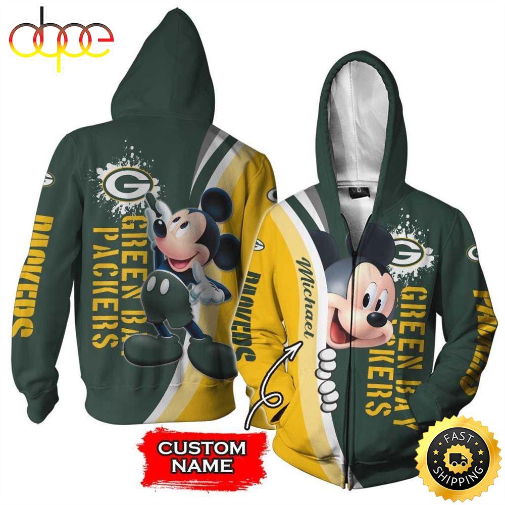 NFL Personalized Green Bay Packers Mickey Mouse All Over Print 3D Shirt