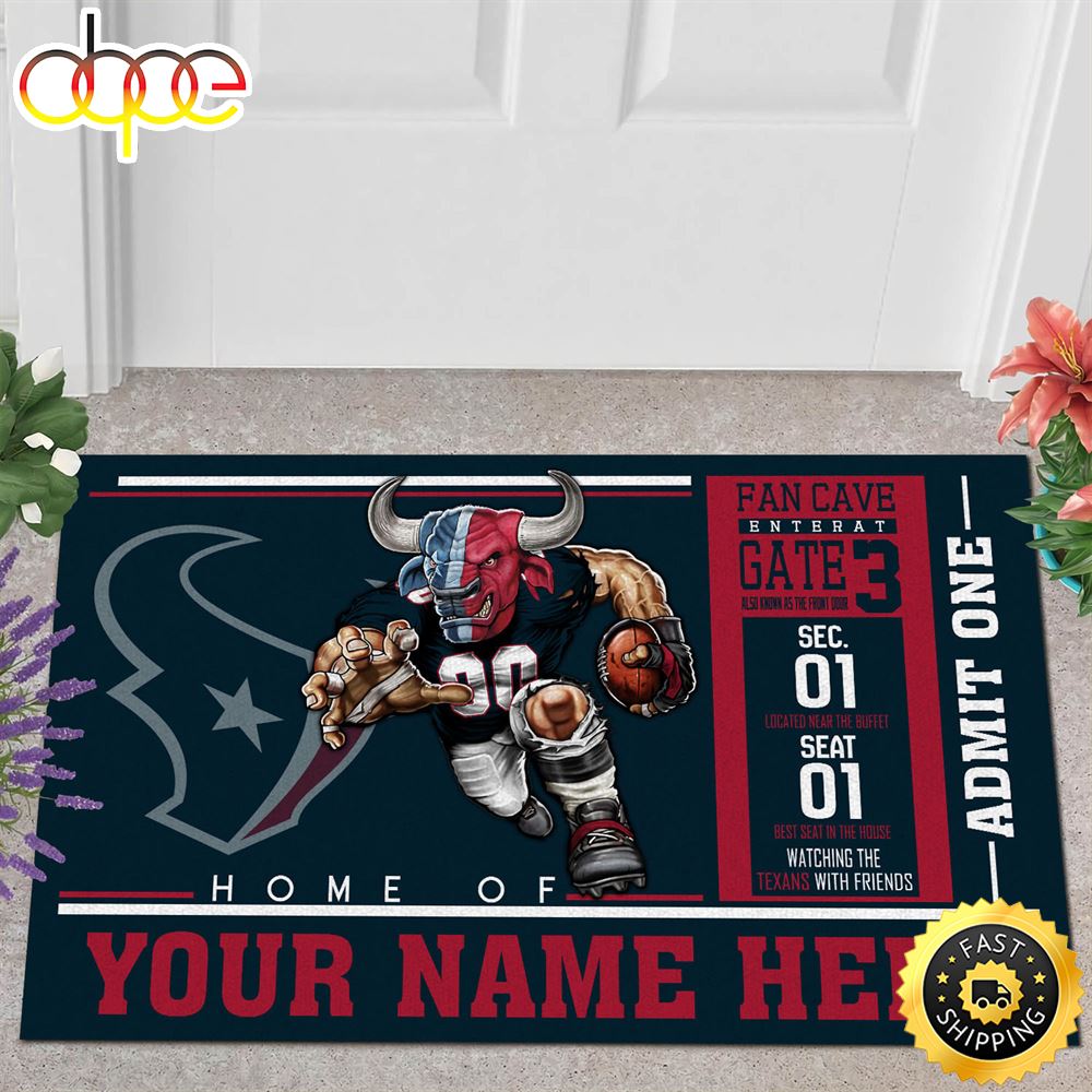 NFL Personalized Houston Texans Mascot All Over Print 3d Doormats