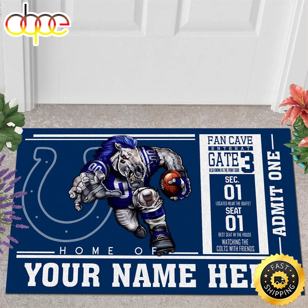 NFL Personalized Indianapolis Colts Mascot Ticket All Over Print 3d Doormats